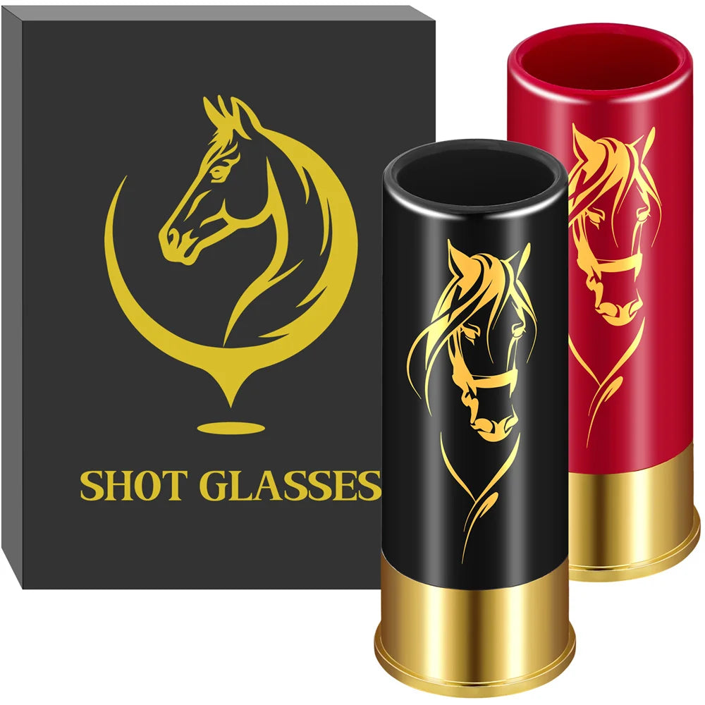 2pcs/Set Plastic Shot Glasses Horse Head Decoration 12GA Small Bullet Shot Cups Bar Party Wine Cup Gifts
